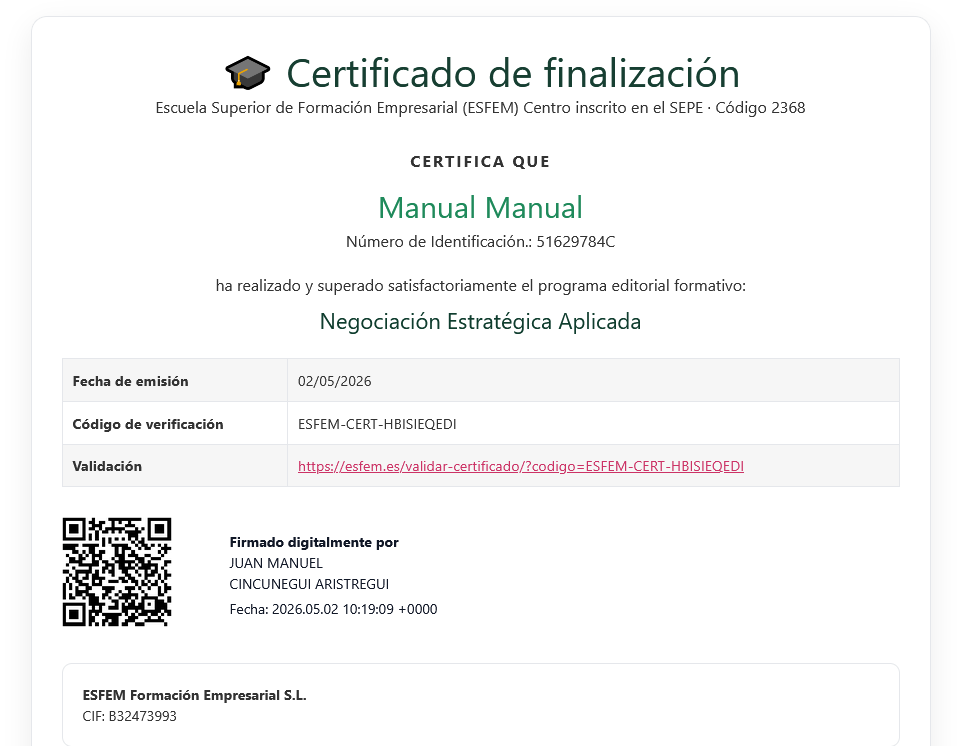 Certificado de finalización ESFEM