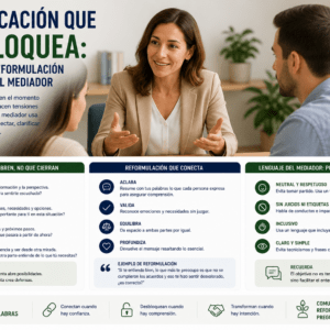 Comunicación que desbloquea: preguntas, reformulación y lenguaje del mediador